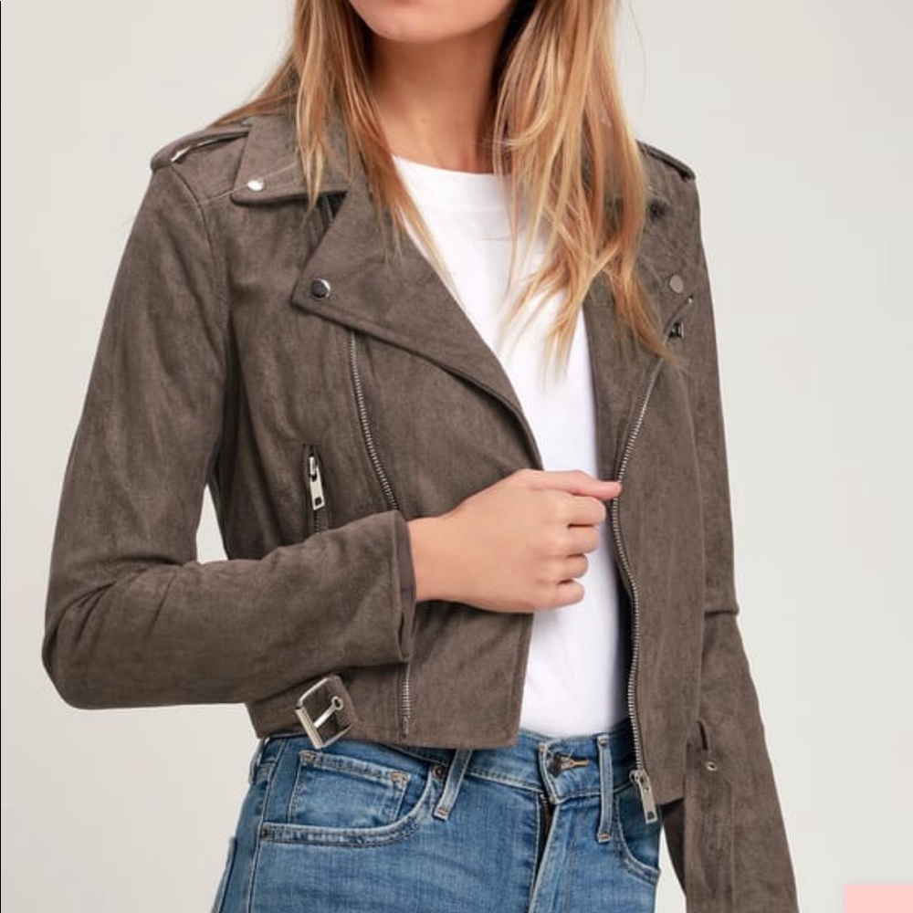 Lulus suede dark grey jacket